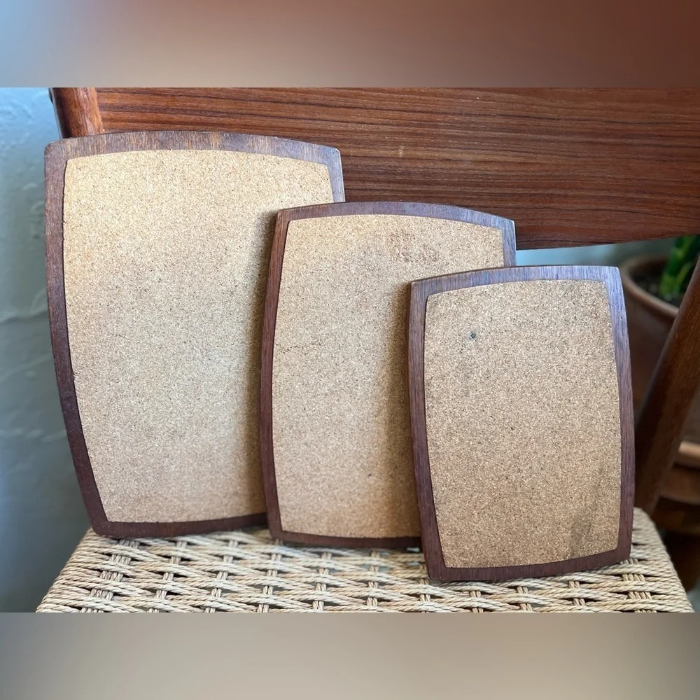 Vintage Mid Century Modern Teak & Cork Trivets (Set of 3) | Japan | MCM Hot Pads